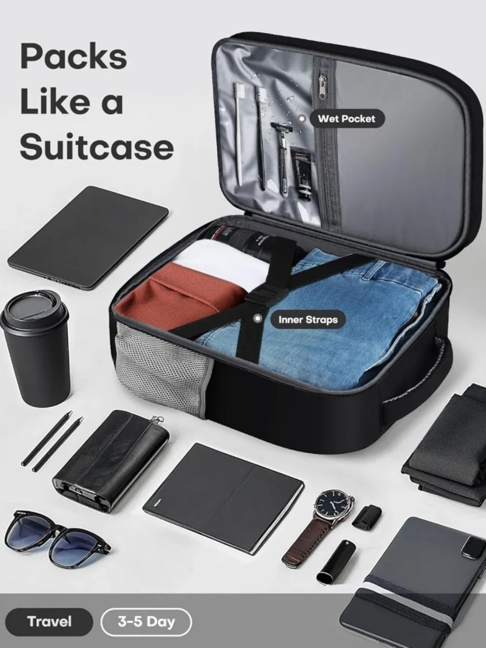 Flight Approved Travel Backpack for 15.6” Laptop, Carry-On Bag for Work